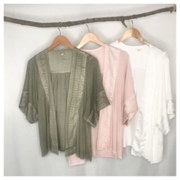 BOHO Embroidered Kimono in Olive - Picture 12 of 16